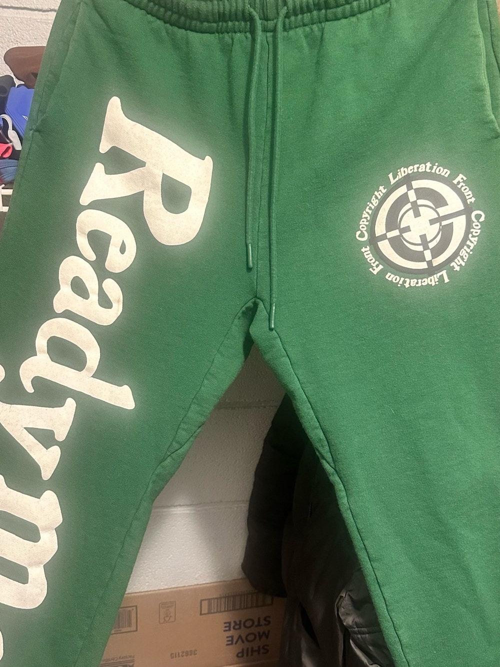 READYMADE Green Graphic Joggers with White Logo - Picture 3 of 10